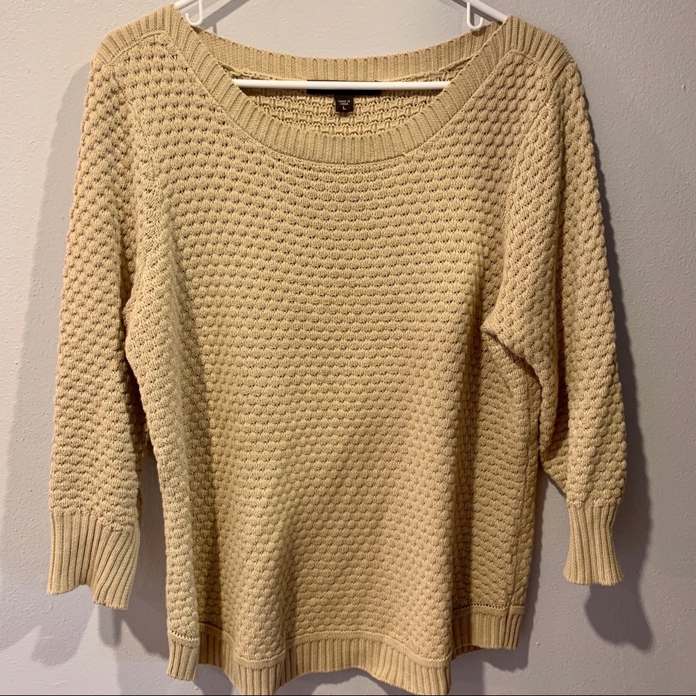 Neutral tan cable knit sweater